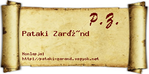 Pataki Zaránd névjegykártya